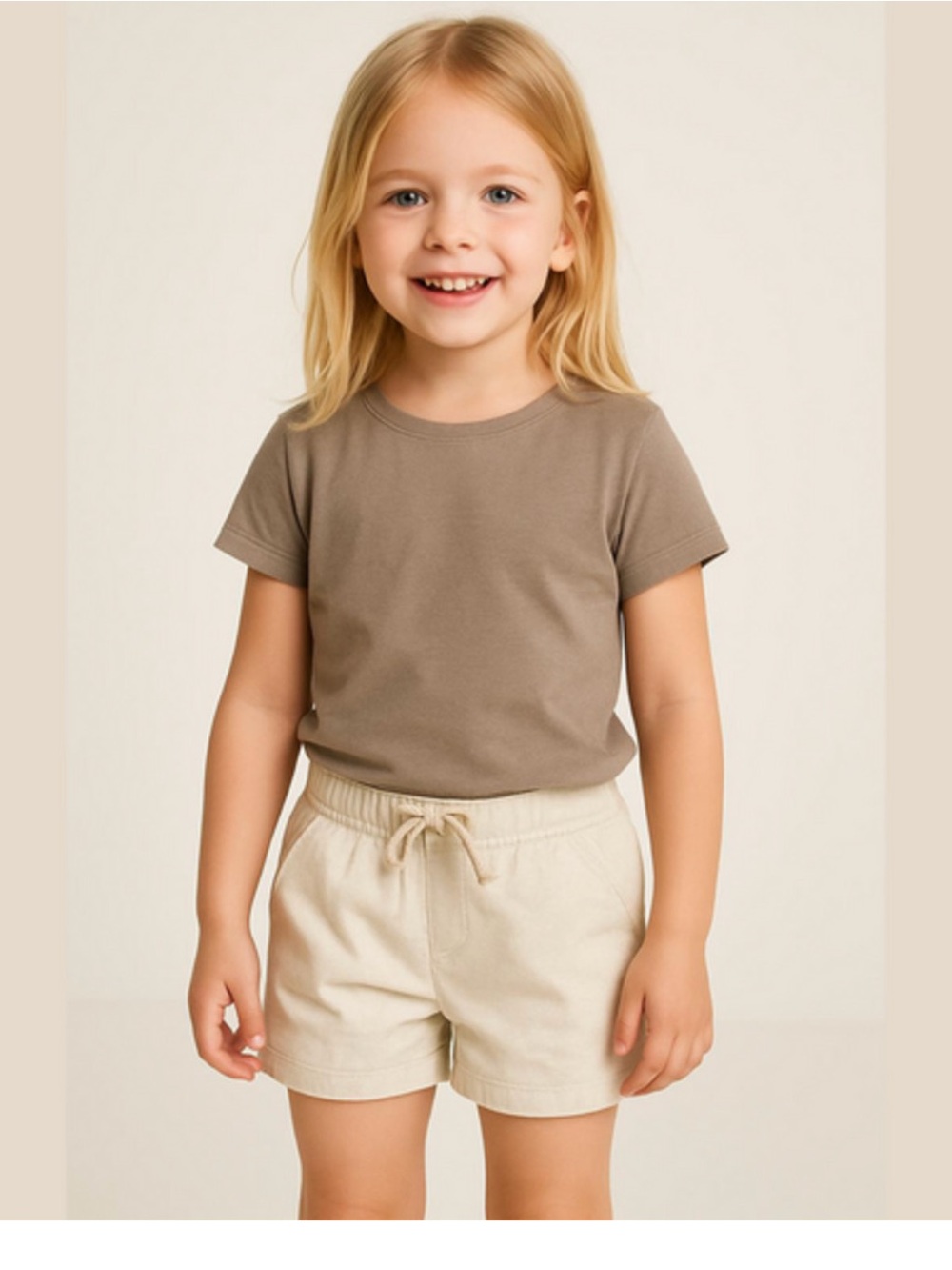 French Toast Girls Short Sleeve Crew Tee in Taupe